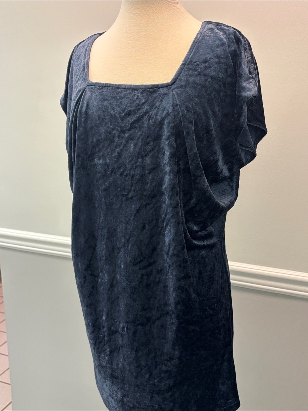 Juicy Couture Navy Blue Velvet Square Neck Mini Dress - Picture 8 of 8